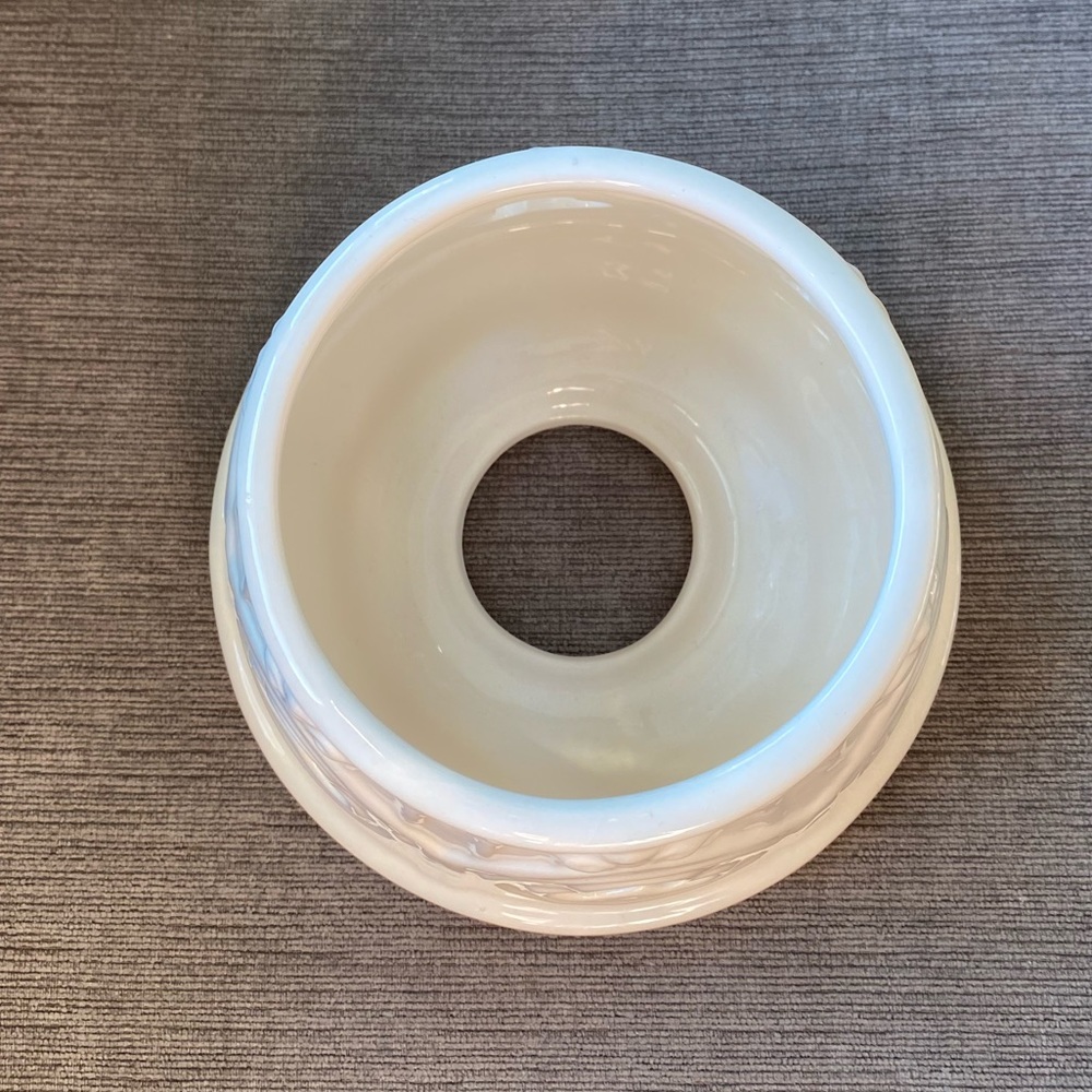 Large Round White Ceramic Candle Har Lamp Shade with Cutouts. No Markings. - Picture 3 of 7